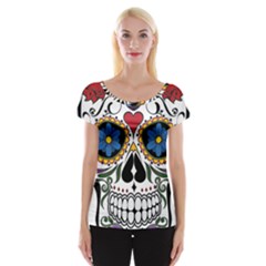 Cranium Sugar Skull Cap Sleeve Tops by StarvingArtisan