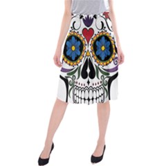 Cranium Sugar Skull Midi Beach Skirt by StarvingArtisan