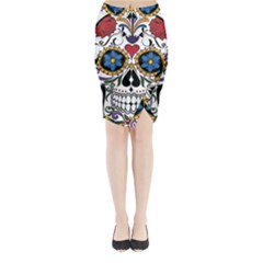 Cranium Sugar Skull Midi Wrap Pencil Skirt by StarvingArtisan