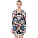 Cranium Sugar Skull V-neck Bodycon Long Sleeve Dress View1