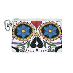 Cranium Sugar Skull Canvas Cosmetic Bag (medium) by StarvingArtisan