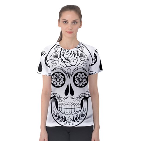 Sugar Skull Women s Sport Mesh Tee by StarvingArtisan