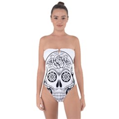 Sugar Skull Tie Back One Piece Swimsuit by StarvingArtisan