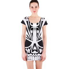 Tribal Sugar Skull Short Sleeve Bodycon Dress by StarvingArtisan