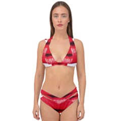 Oooooh Lips Double Strap Halter Bikini Set