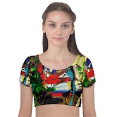 Catalina Island Not So Far 5 Velvet Short Sleeve Crop Top  by bestdesignintheworld