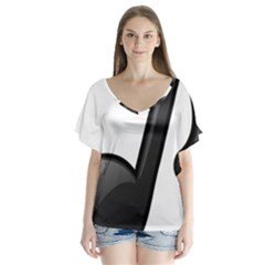 Music Note  V-neck Flutter Sleeve Top by StarvingArtisan