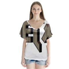 Heavy Metal  V-neck Flutter Sleeve Top by StarvingArtisan