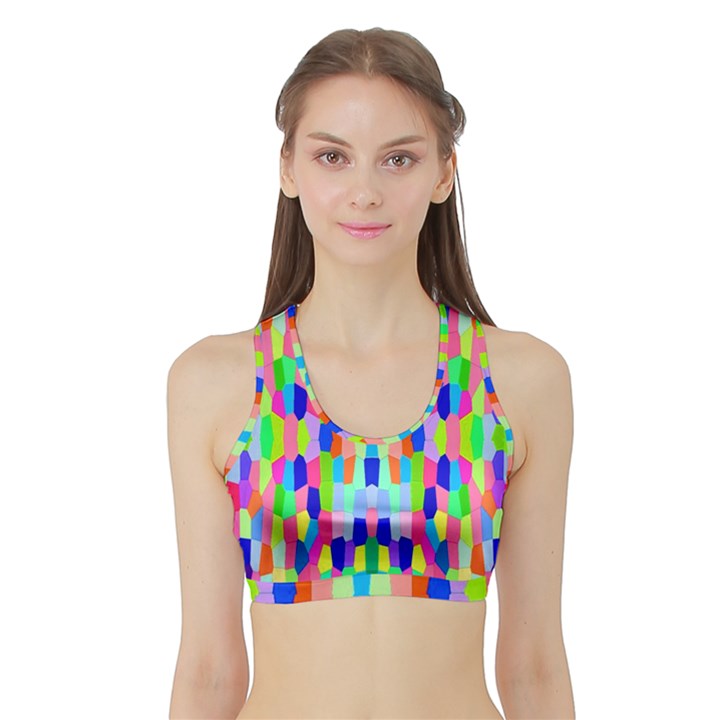 ARTWORK BY PATRICK-COLORFUL-35 Sports Bra with Border