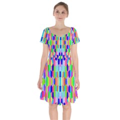 Artwork By Patrick-colorful-35 Short Sleeve Bardot Dress by ArtworkByPatrick