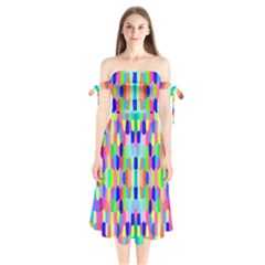 Artwork By Patrick-colorful-35 Shoulder Tie Bardot Midi Dress by ArtworkByPatrick