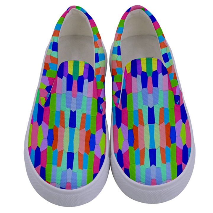 ARTWORK BY PATRICK-COLORFUL-35 Kids  Canvas Slip Ons