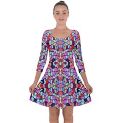 Artwork By Patrick-colorful-38 Quarter Sleeve Skater Dress