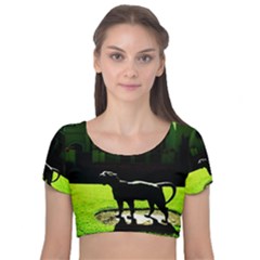 Guard 3 Velvet Short Sleeve Crop Top 