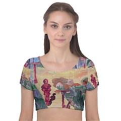 Trail Velvet Short Sleeve Crop Top 