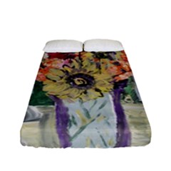 Sunflowers And Lamp Fitted Sheet (full/ Double Size) by bestdesignintheworld