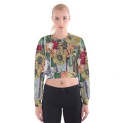 Sunflowers And Lamp Cropped Sweatshirt by bestdesignintheworld