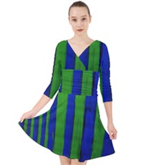 Stripes Quarter Sleeve Front Wrap Dress by bestdesignintheworld