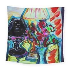 Still Life With Two Lamps Square Tapestry (large) by bestdesignintheworld