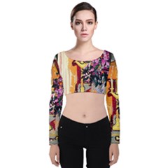 Still Life With Lamps And Flowers Velvet Crop Top by bestdesignintheworld