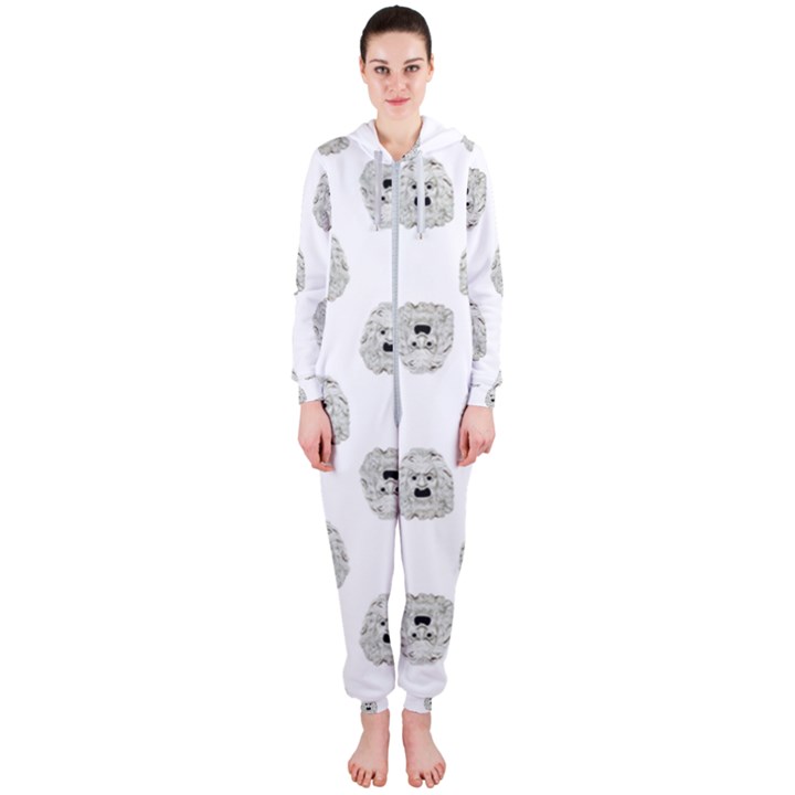 Angry Theater Mask Pattern Hooded Jumpsuit (Ladies) 