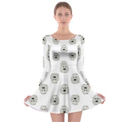 Angry Theater Mask Pattern Long Sleeve Skater Dress by dflcprints