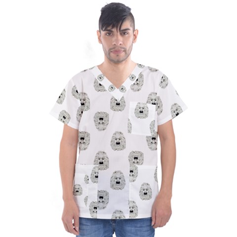 Angry Theater Mask Pattern Men s V-neck Scrub Top by dflcprints