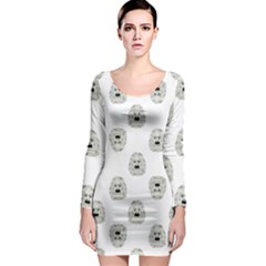 Angry Theater Mask Pattern Long Sleeve Bodycon Dress by dflcprints