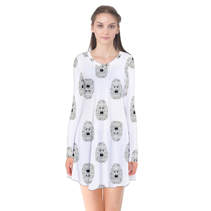 Angry Theater Mask Pattern Flare Dress