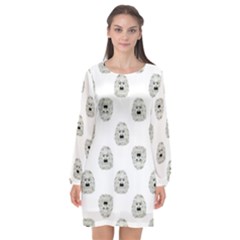 Angry Theater Mask Pattern Long Sleeve Chiffon Shift Dress  by dflcprints