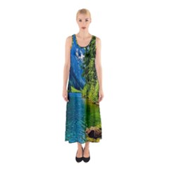 Beautiful Nature Lake Sleeveless Maxi Dress