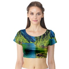 Beautiful Nature Lake Short Sleeve Crop Top