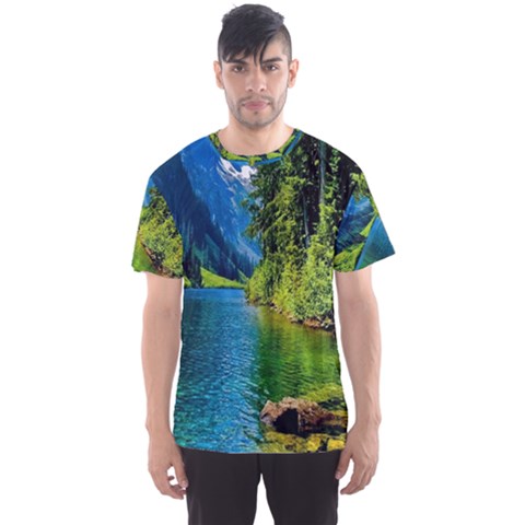 Beautiful Nature Lake Men s Sports Mesh Tee by Modern2018