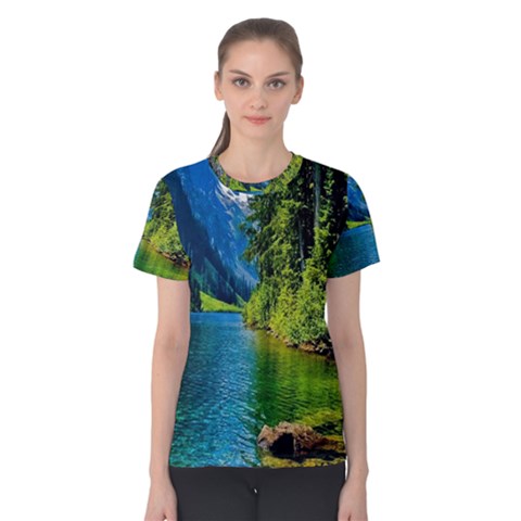 Beautiful Nature Lake Women s Cotton Tee by Modern2018