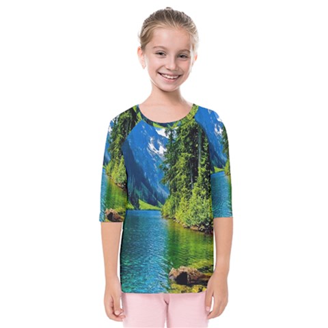 Beautiful Nature Lake Kids  Quarter Sleeve Raglan Tee by Modern2018