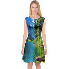 Beautiful Nature Lake Capsleeve Midi Dress by Modern2018