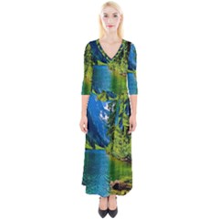 Beautiful Nature Lake Quarter Sleeve Wrap Maxi Dress by Modern2018