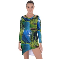 Beautiful Nature Lake Asymmetric Cut-out Shift Dress by Modern2018