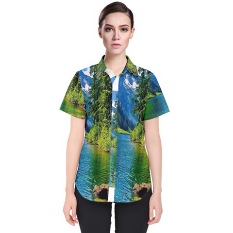 Beautiful Nature Lake Women s Short Sleeve Shirt by Modern2018