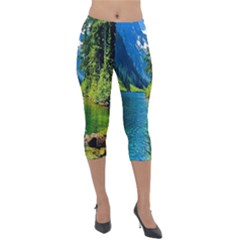 Beautiful Nature Lake Lightweight Velour Capri Leggings  by Modern2018