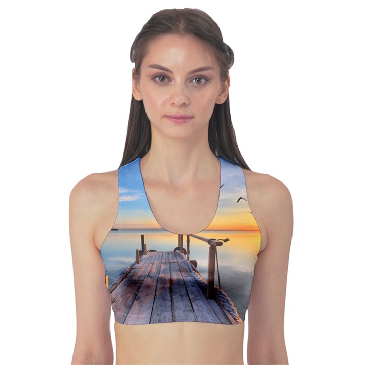 Sunset Lake Beautiful Nature Sports Bra