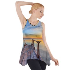 Sunset Lake Beautiful Nature Side Drop Tank Tunic