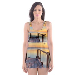 Sunset Lake Beautiful Nature Skater Dress Swimsuit by Modern2018