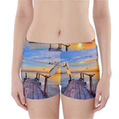 Sunset Lake Beautiful Nature Boyleg Bikini Wrap Bottoms by Modern2018