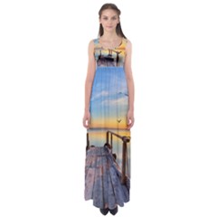 Sunset Lake Beautiful Nature Empire Waist Maxi Dress