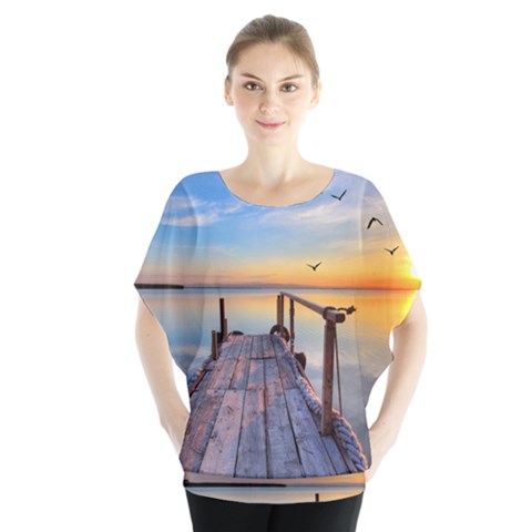 Sunset Lake Beautiful Nature Blouse by Modern2018