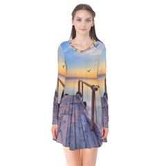 Sunset Lake Beautiful Nature Flare Dress