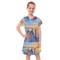 Sunset Lake Beautiful Nature Kids  Drop Waist Dress by Modern2018