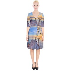 Sunset Lake Beautiful Nature Wrap Up Cocktail Dress