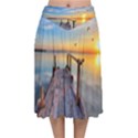 Sunset Lake Beautiful Nature Velvet Flared Midi Skirt View1